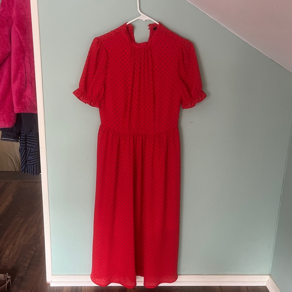 Who what wear red polka dot dress xs